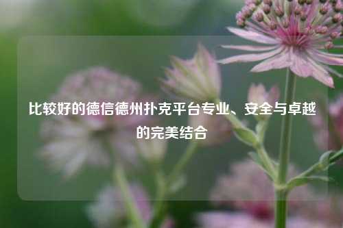 比较好的德信德州扑克平台专业、安全与卓越的完美结合