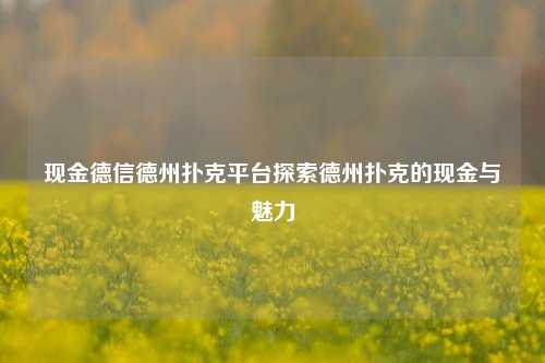 现金德信德州扑克平台探索德州扑克的现金与魅力