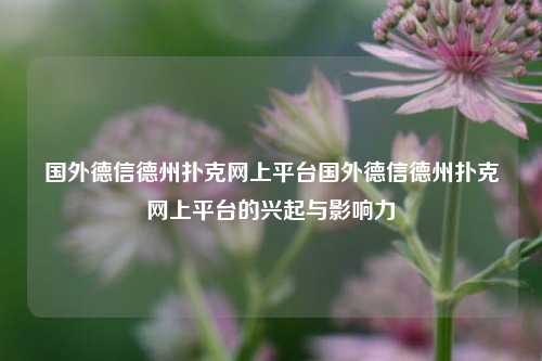 国外德信德州扑克网上平台国外德信德州扑克网上平台的兴起与影响力