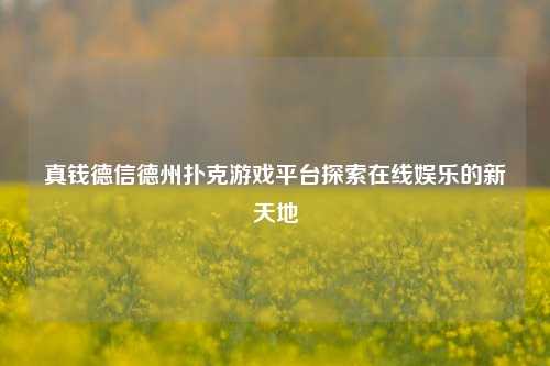 真钱德信德州扑克游戏平台探索在线娱乐的新天地