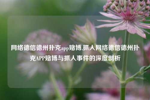 网络德信德州扑克app赌博,抓人网络德信德州扑克APP赌博与抓人事件的深度剖析