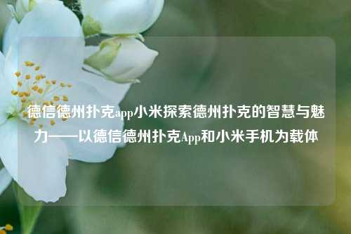德信德州扑克app小米探索德州扑克的智慧与魅力——以德信德州扑克App和小米手机为载体