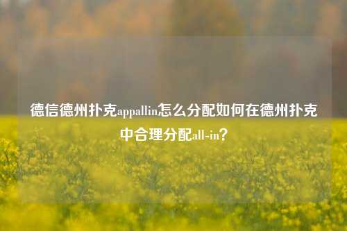 德信德州扑克appallin怎么分配如何在德州扑克中合理分配all-in？