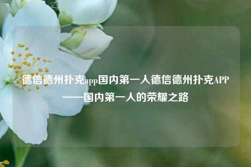 德信德州扑克app国内第一人德信德州扑克APP——国内第一人的荣耀之路