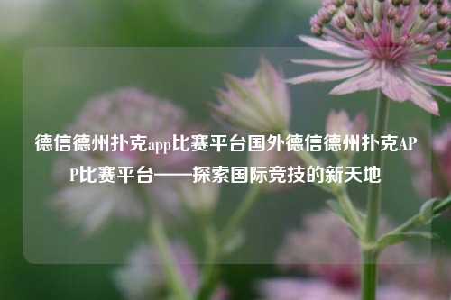 德信德州扑克app比赛平台国外德信德州扑克APP比赛平台——探索国际竞技的新天地