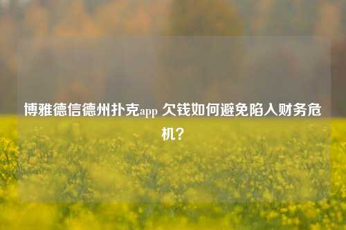 博雅德信德州扑克app 欠钱如何避免陷入财务危机？
