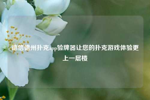 德信德州扑克app验牌器让您的扑克游戏体验更上一层楼
