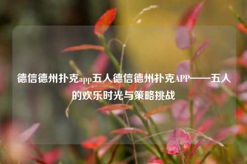 德信德州扑克app五人德信德州扑克APP——五人的欢乐时光与策略挑战