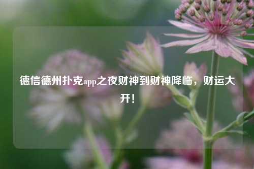 德信德州扑克app之夜财神到财神降临，财运大开！