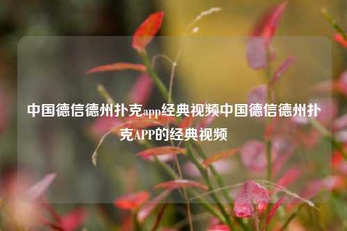 中国德信德州扑克app经典视频中国德信德州扑克APP的经典视频