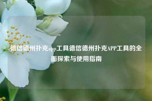 德信德州扑克app工具德信德州扑克APP工具的全面探索与使用指南