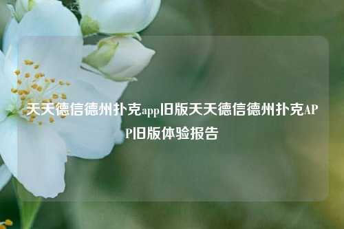 天天德信德州扑克app旧版天天德信德州扑克APP旧版体验报告
