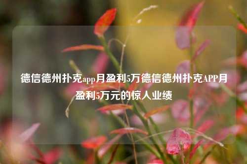 德信德州扑克app月盈利5万德信德州扑克APP月盈利5万元的惊人业绩