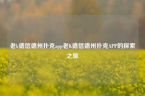 老k德信德州扑克app老K德信德州扑克APP的探索之旅