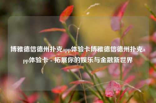 博雅德信德州扑克app体验卡博雅德信德州扑克app体验卡 - 拓展你的娱乐与金融新世界