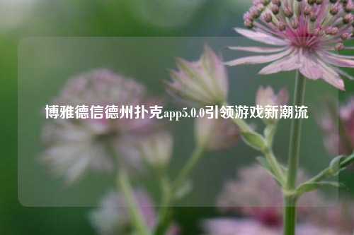 博雅德信德州扑克app5.0.0引领游戏新潮流