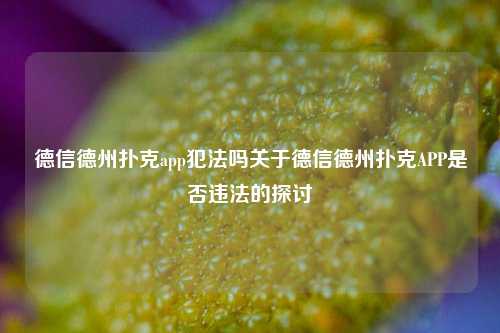 德信德州扑克app犯法吗关于德信德州扑克APP是否违法的探讨