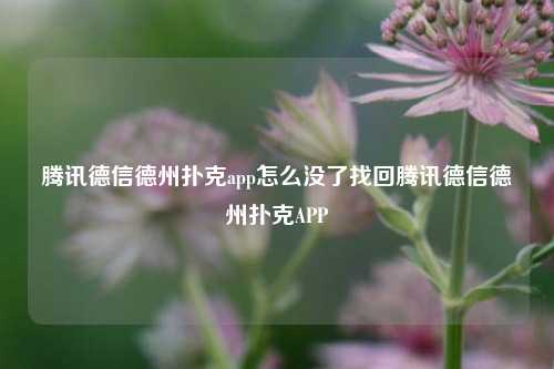 腾讯德信德州扑克app怎么没了找回腾讯德信德州扑克APP