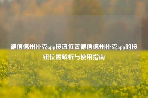 德信德州扑克app按钮位置德信德州扑克app的按钮位置解析与使用指南