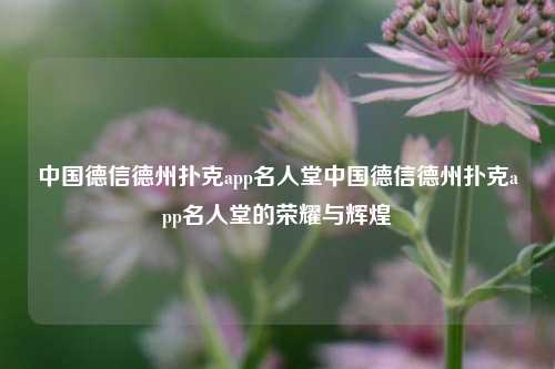中国德信德州扑克app名人堂中国德信德州扑克app名人堂的荣耀与辉煌