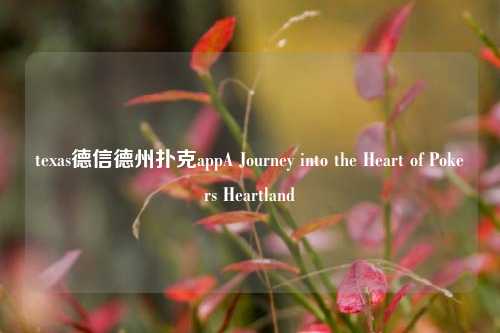 texas德信德州扑克appA Journey into the Heart of Pokers Heartland