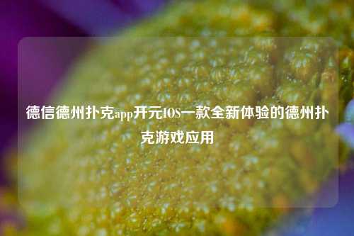 德信德州扑克app开元IOS一款全新体验的德州扑克游戏应用