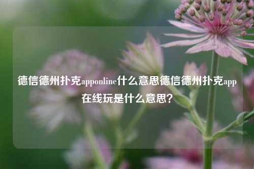 德信德州扑克apponline什么意思德信德州扑克app在线玩是什么意思？