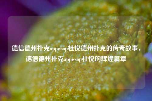 德信德州扑克appwsop杜悦德州扑克的传奇故事，德信德州扑克appwsop杜悦的辉煌篇章