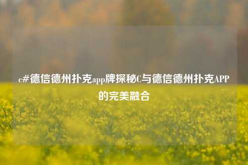 c#德信德州扑克app牌探秘C与德信德州扑克APP的完美融合
