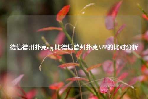 德信德州扑克app比德信德州扑克APP的比对分析