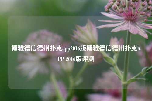 博雅德信德州扑克app2016版博雅德信德州扑克APP 2016版评测