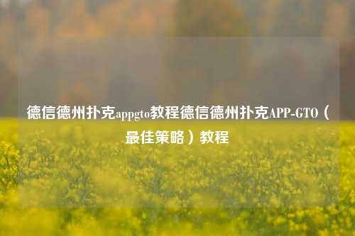 德信德州扑克appgto教程德信德州扑克APP-GTO（最佳策略）教程