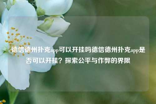 德信德州扑克app可以开挂吗德信德州扑克app是否可以开挂？探索公平与作弊的界限