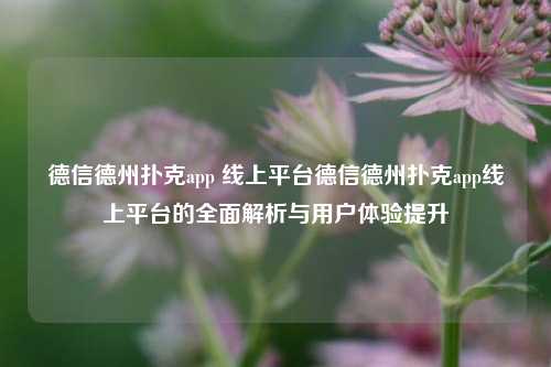 德信德州扑克app 线上平台德信德州扑克app线上平台的全面解析与用户体验提升