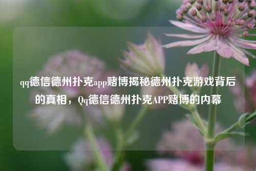 qq德信德州扑克app赌博揭秘德州扑克游戏背后的真相，Qq德信德州扑克APP赌博的内幕