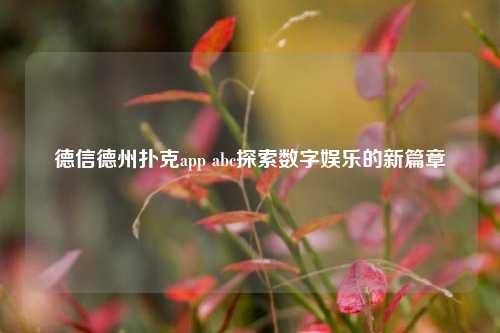 德信德州扑克app abc探索数字娱乐的新篇章