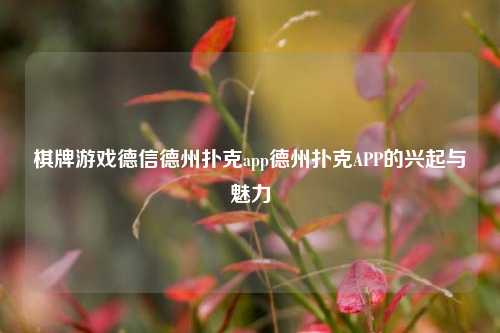 棋牌游戏德信德州扑克app德州扑克APP的兴起与魅力
