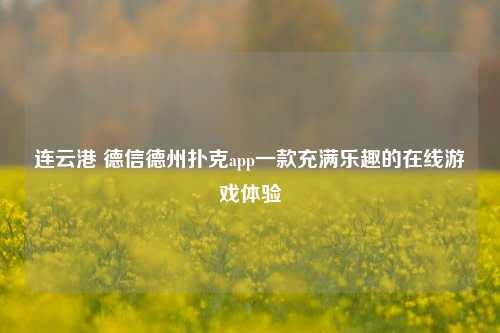 连云港 德信德州扑克app一款充满乐趣的在线游戏体验
