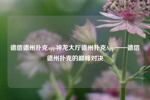 德信德州扑克app神龙大厅德州扑克App——德信德州扑克的巅峰对决