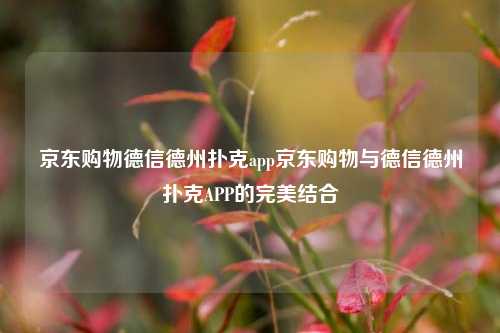 京东购物德信德州扑克app京东购物与德信德州扑克APP的完美结合