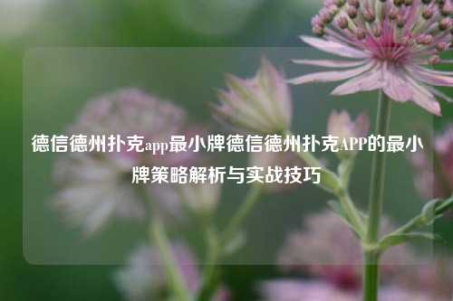 德信德州扑克app最小牌德信德州扑克APP的最小牌策略解析与实战技巧