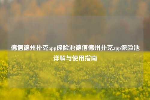 德信德州扑克app保险池德信德州扑克app保险池详解与使用指南