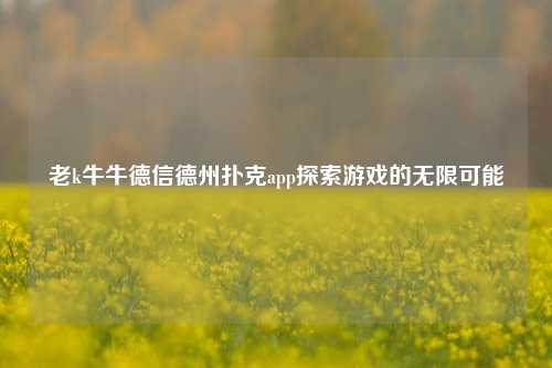 老k牛牛德信德州扑克app探索游戏的无限可能
