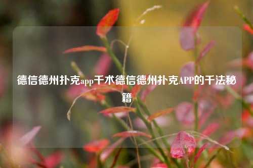 德信德州扑克app千术德信德州扑克APP的千法秘籍