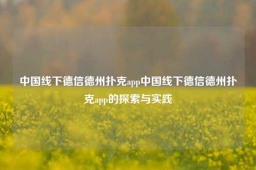 中国线下德信德州扑克app中国线下德信德州扑克app的探索与实践