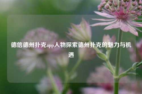 德信德州扑克app人物探索德州扑克的魅力与机遇