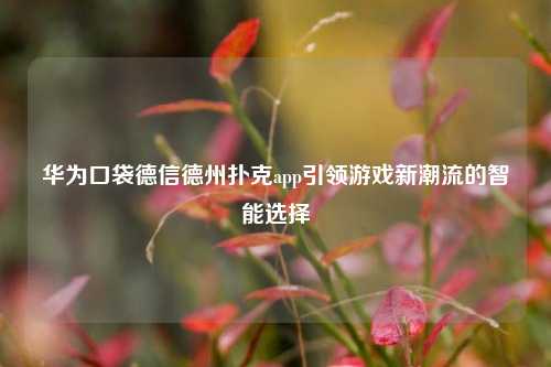 华为口袋德信德州扑克app引领游戏新潮流的智能选择