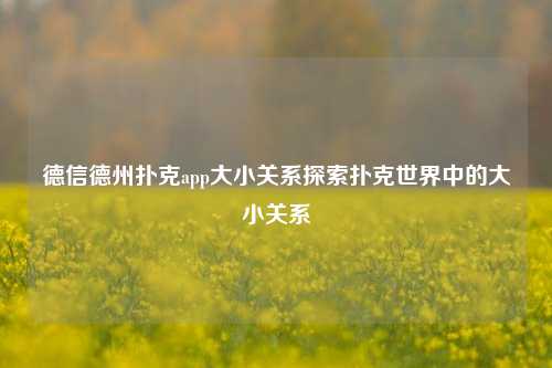 德信德州扑克app大小关系探索扑克世界中的大小关系