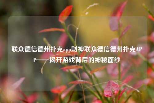 联众德信德州扑克app财神联众德信德州扑克APP——揭开游戏背后的神秘面纱
