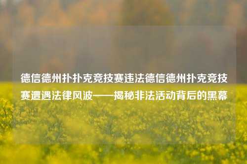 德信德州扑扑克竞技赛违法德信德州扑克竞技赛遭遇法律风波——揭秘非法活动背后的黑幕